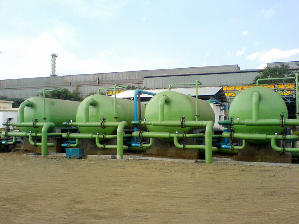 Horizontal activated carbon filters used in wastewater treatment plants