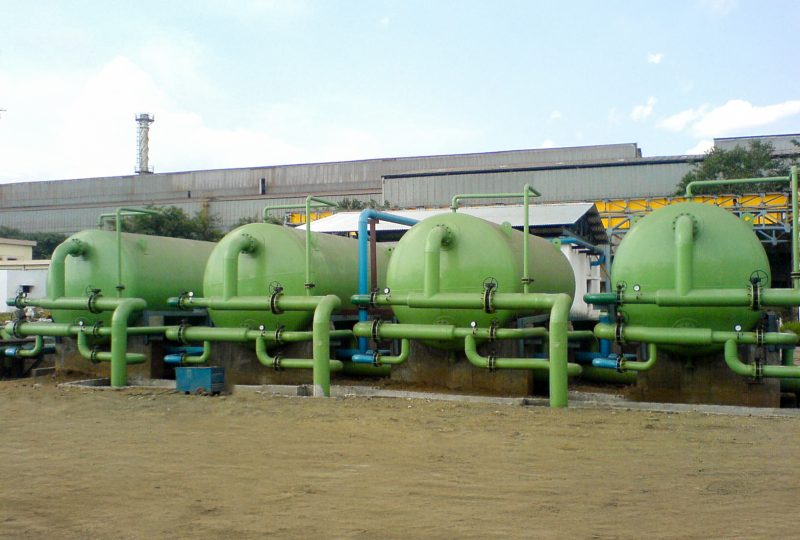 Horizontal activated carbon filters used in wastewater treatment plants